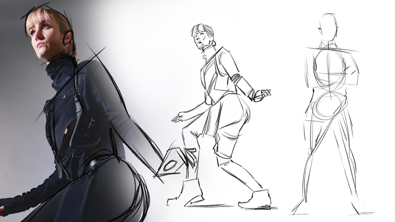 Figure Drawing practice / Female Pose Drawing/Perspective pose drawing -  YouTube