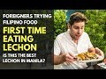 TRYING LECHON FOR THE FIRST TIME - UNEXPECTED REACTION - FOREIGNERS TRYING FILIPINO FOOD