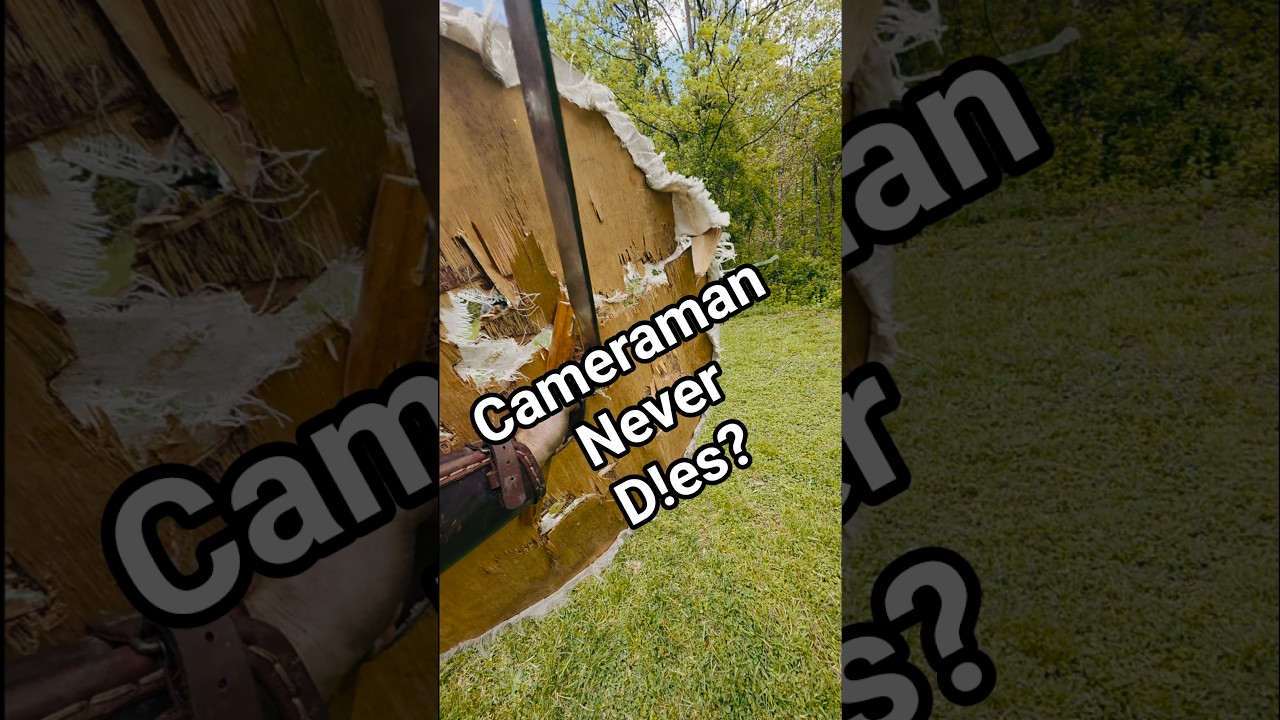 What's the saying, "Cameraman never d!es?" #medieval #cosplay #viking #spear #throw