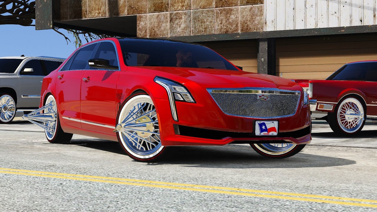 Paul Wall Cadillac on Texan Wire Wheels and Kandy Red Breads Lincoln  - GTA 5 Red Stripe Music Video