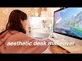 Aesthetic desk makeover cute  cozy desk setup for productivity work from home