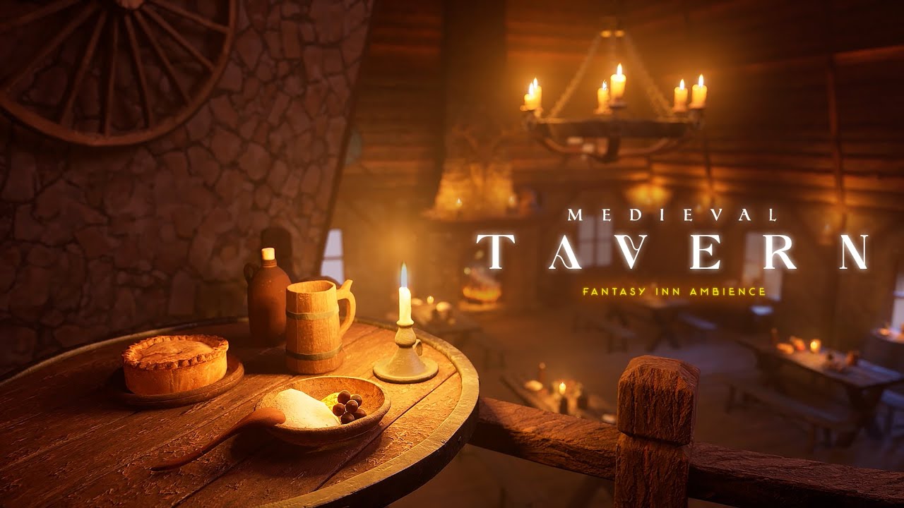 Medieval Fantasy Tavern Ambience No Music - Cozy Fireplace Sounds & Chatter - D&D RPG Ambience
