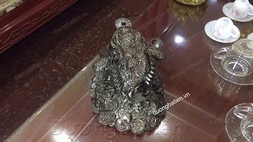 Thiềm thừ Cóc ba chân Cóc tài lộc bằng đồng mạ dát vàng