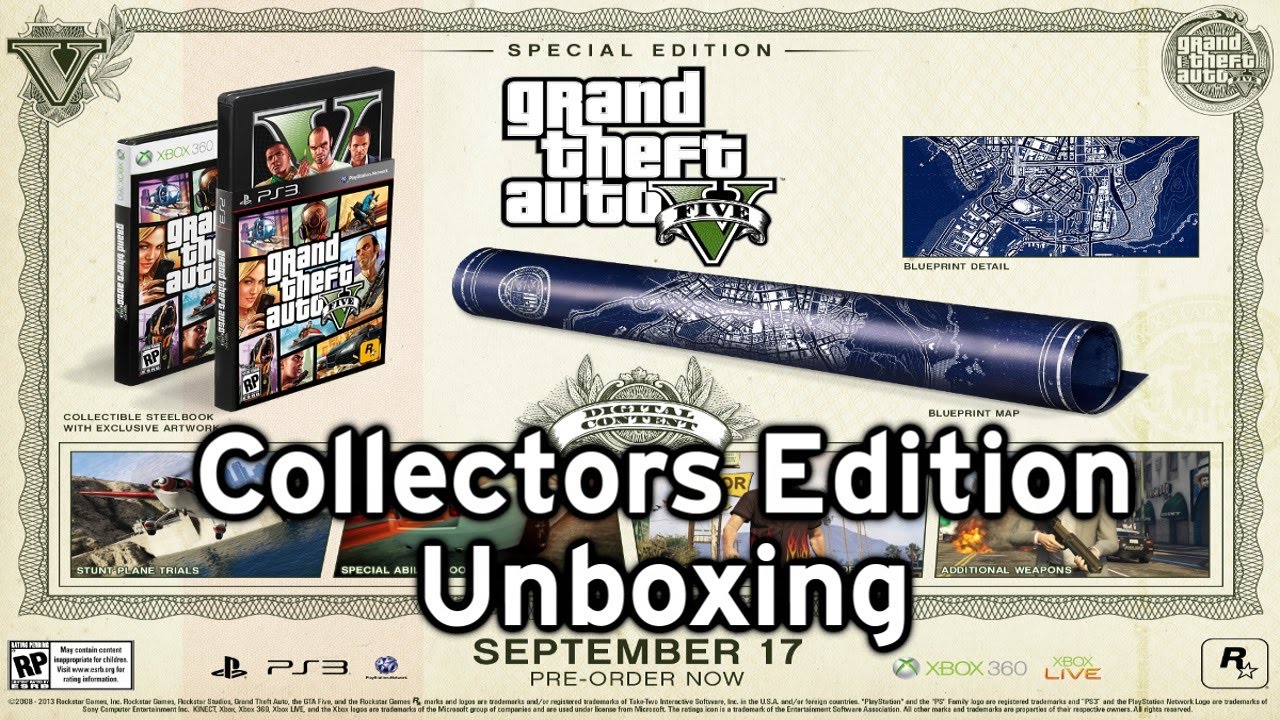 Grand Theft Auto V Collectors Edition Unboxing - YouTube