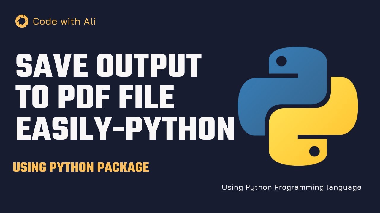 Output To Pdf File (Python)