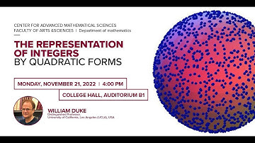 "The Representation of Integeres by Quadratic Forms" by Prof. William Duke
