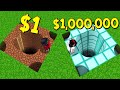 ถ้าเกิด!? บ้านหลุมใต้ดินคนจน $1 เหรียญ VS บ้านหลุมใต้ดินคนรวย $1,000,000 เหรียญ - Minecraft พากย์ไทย