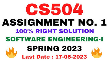 CS504 ASSIGNMENT NO. 1 SPRING 2023 || 100% RIGHT SOLUTION || SOFTWARE ENGINEERING - I || BY VuTech