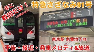 【普段は聞けないレア放送】臨時特急さざなみ91号予告、接近、発車メロディ&放送
