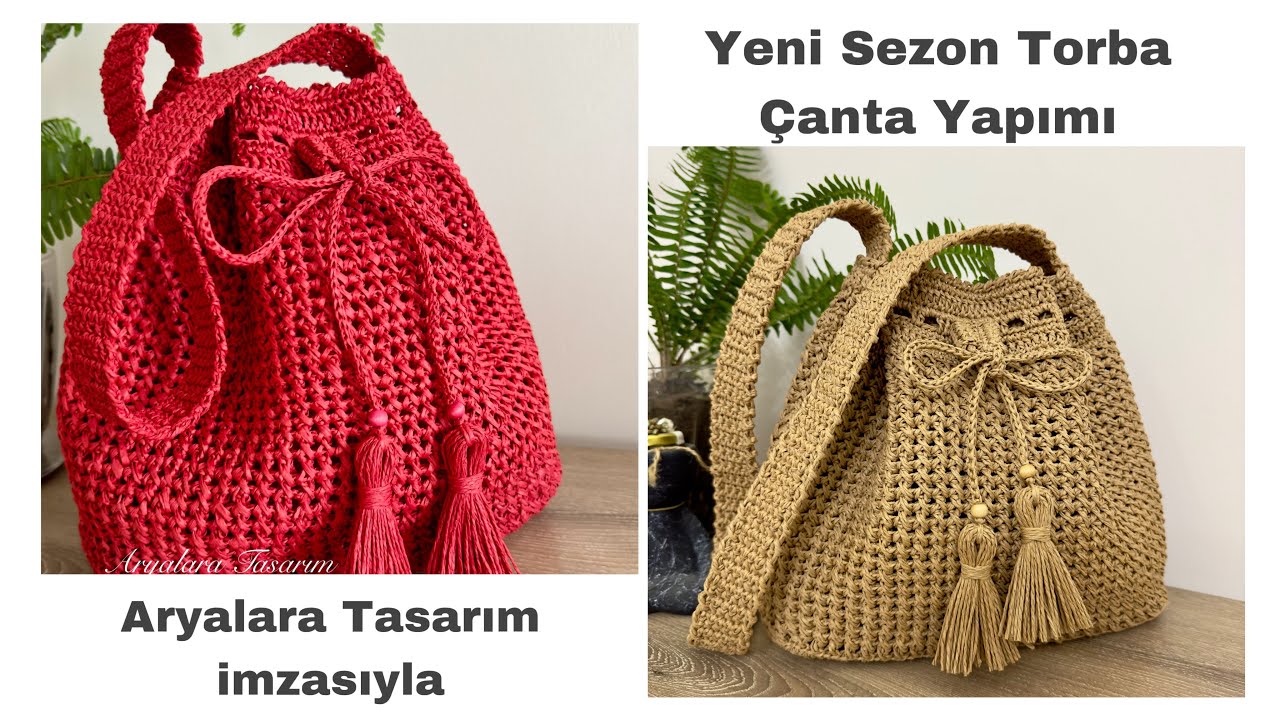 Aryalara Tasarım İmzalı Bu Tarif Kaçmaz! Kağıt İpten Torba Çanta Yapımı #crochetbag #kağıtipçanta