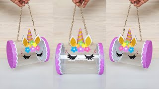 🦄 Bolso de unicornio de botella plástica 😍 cómo hacer una cartera de botella de plástico #unicornio