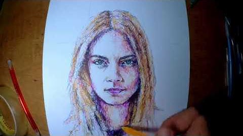 Ballpoint pen drawing process step by step (timelapse)