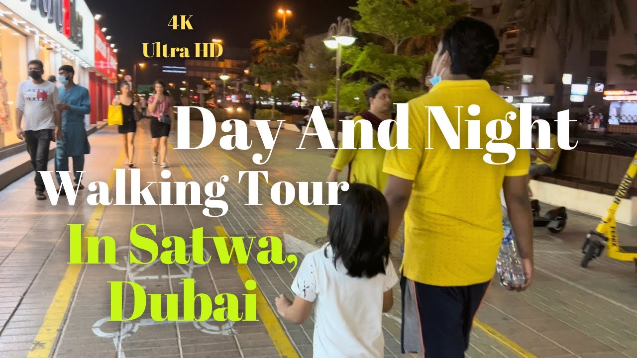 (4K) Day And Night Walking Tour in Satwa, Dubai, 2nd December Street, Mural Paintings,