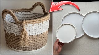 THE LID FROM A PLASTIC BUCKET WAS USEFUL IN CREATING A NEW BASKET | DIY BASKET 🧺