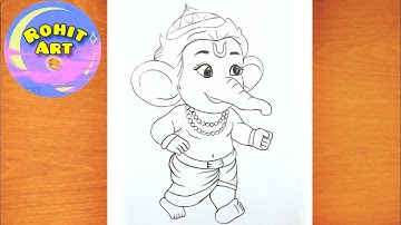 Ganpati Ji Drawing Tutorial Step By Step | Lord Ganesha Pencil Drawing | Ganpati Bappa  Drawing