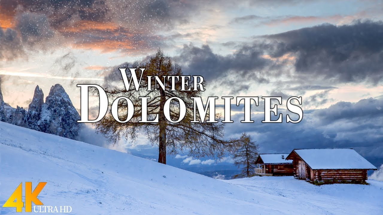 Winter Dolomites 4K Ultra HD • Enchanting Winter, Scenic Relaxation Film with Calming Music.
