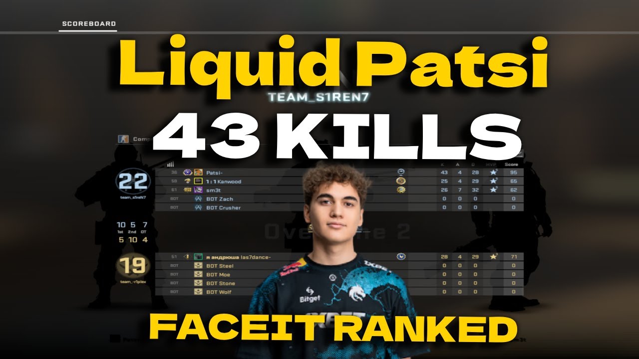 CSGO POV Liquid Patsi 43 KILLS @ FACEIT Ranked August 20, 2023