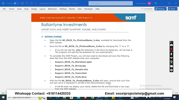 Shelly Cashman Excel 2019 | Module 7: SAM Project 1a Ballantyne Investments #shellycashman