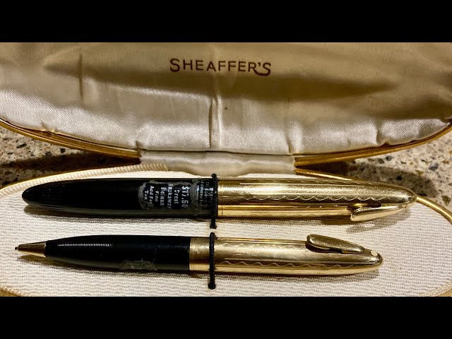 1949 Sheaffer Touchdown Crest Tuckaway Fountain Pen set