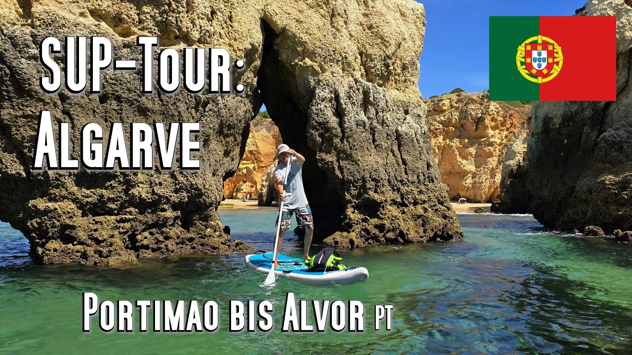SUP-Tour: Algarve, Portugal. Portimao bis Alvor entlang der Steilküste mit tollen Buchten. Kajak