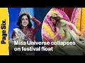 Watch the scary moment Miss Universe collapses on festival float in Ecuador