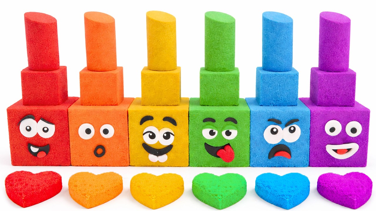 💄DIY How To Make Rainbow Clown Lipstick Kinetic Sand🌈Lipstik Badut Pelangi dari Pasir Kinetik