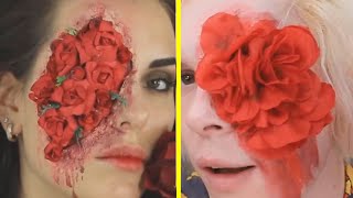 3D Flowers In Eye Makeup from TRYING 5 Easy Halloween Makeup Tutorials by Troom Troom