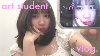 art student vlog - painting & ceramics, what I eat, fun &  more