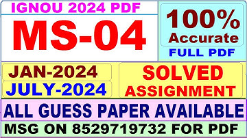 MS 04 solved assignment 2024 / ms 04 solved assignment 2024-25 / ms 04 solved assignment 2023-24