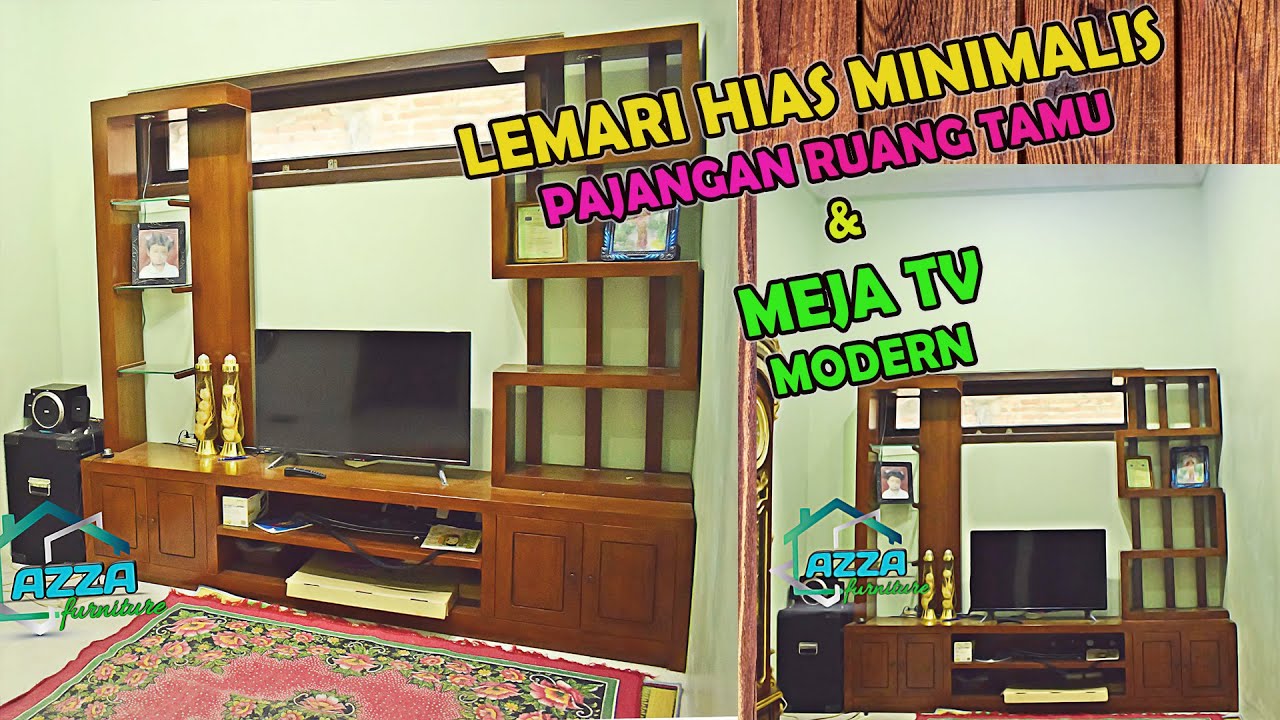  partisi  ruangan minimalis  modern  kayu jati dan meja tv ruang  tamu  YouTube