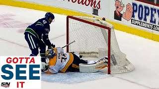 GOTTA SEE IT: Elias Pettersson Dekes Out Pekka Rinne For Nasty Penalty Shot Goal