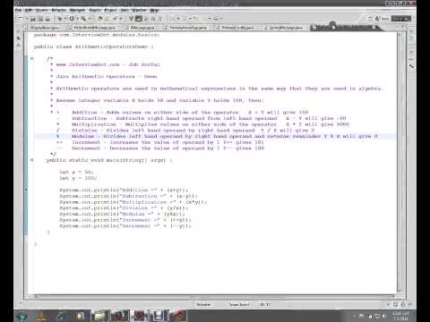 JAVA TUTORIAL ARITHMETIC OPERATORS ECLIPSE DEMO
