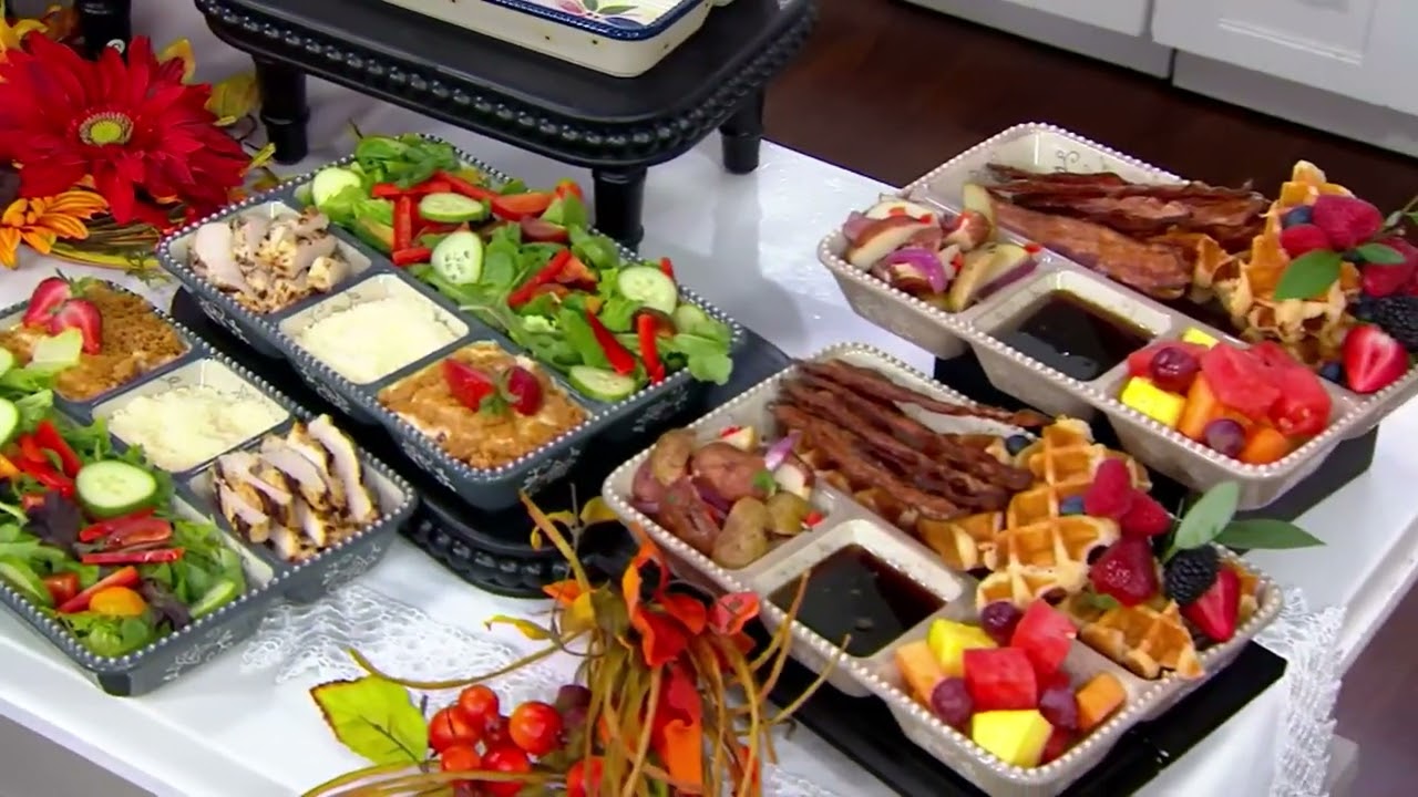 Temptations Set of 2 Stoneware TV Dinner Trays on QVC YouTube