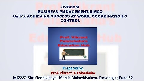 SYBCOM BUSINESS MANAGEMENT-II MCQUnit-3: ACHIEVING SUCCESS AT WORK: COORDINATION & CONTROL