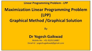 02  LPP  Graphical Method   Maximization Problem