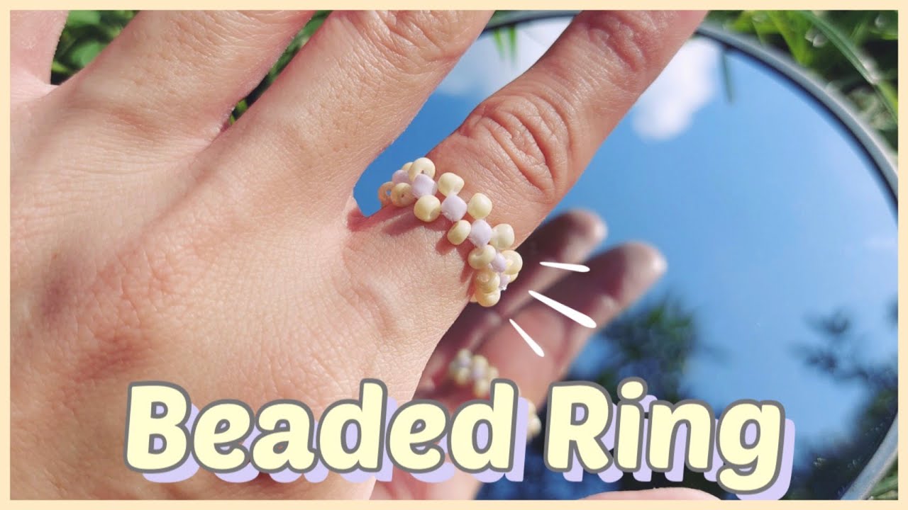 วิธีร้อยแหวนลูกปัดง่ายๆ สไตล์เกาหลี 💍: How to Make Beaded Ring Step by Step Tutorial (Easy DIY)