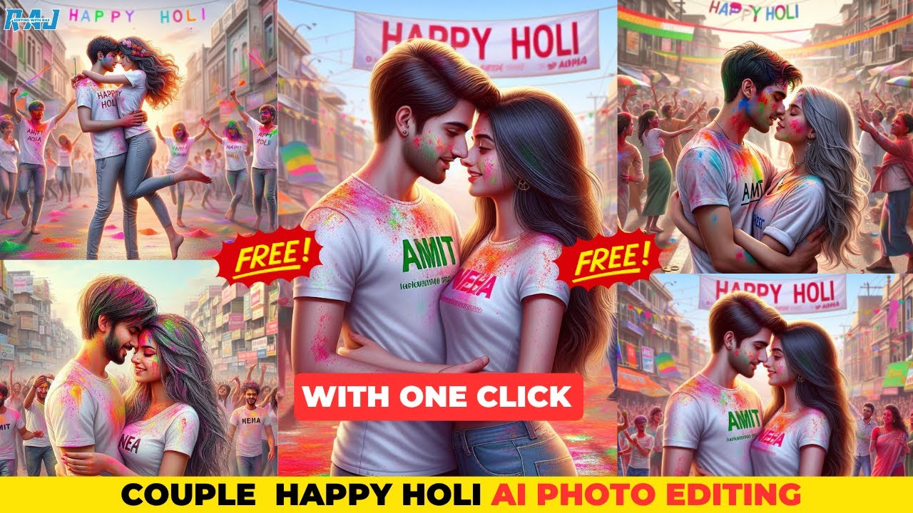 Trending Couple Holi Photo Editing । How To Make Bing Image Creator । Bing Image Creator