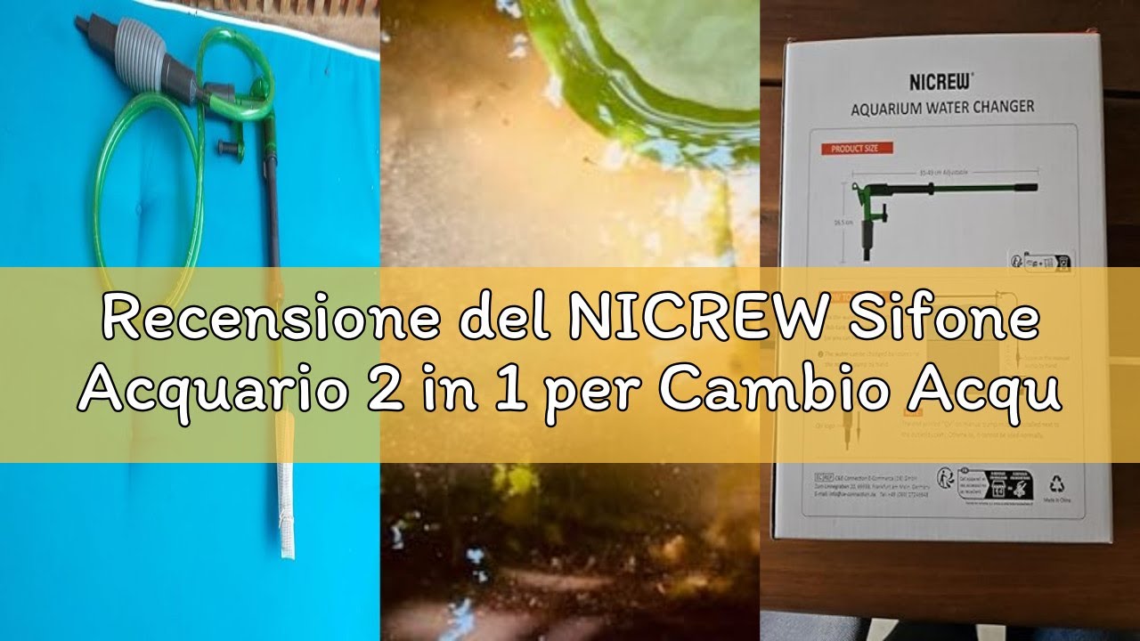 NICREW 3in1 Aspiratore Per Acquario 800L/h 16W: Sifone Ghiaia Con Filtro Spugna, Cambio Acqua E Rimozione Detriti Per Vasche Medie/grandi