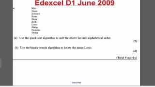 Binary Search Algorithm (Exam Qs 4) D1 EDEXCEL A-Level