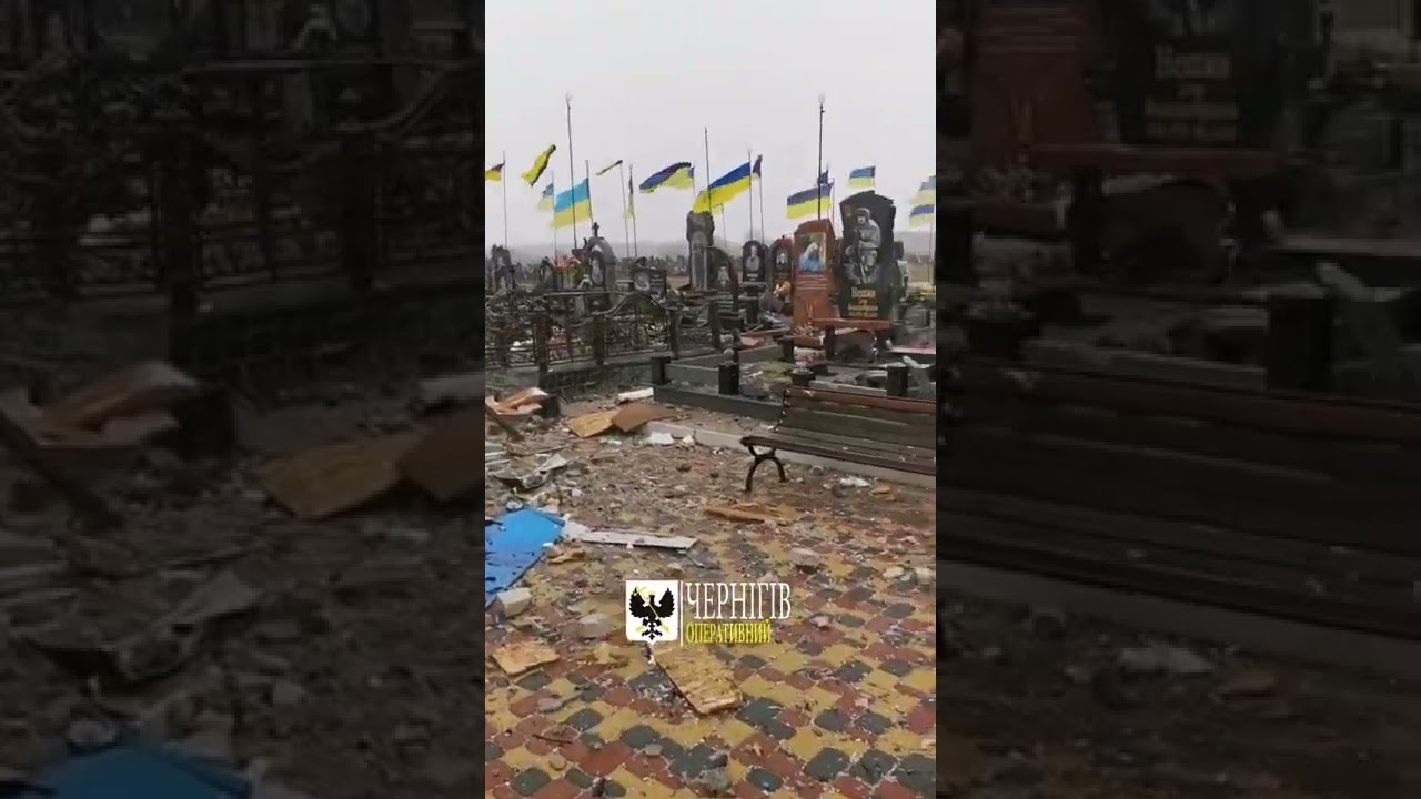 Chernihiv Cemetery Damaged During Ongoing Shelling in Northern Ukraine