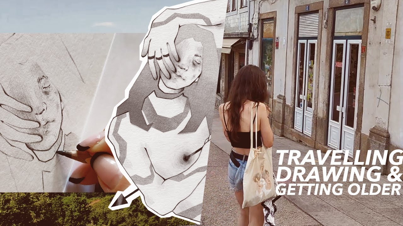 travelling, drawing a self-portrait & getting older ✨ july art vlog
