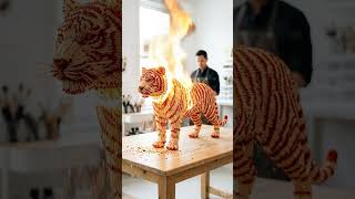 Matchstick Tiger – Patience + Creativity #aiartmodellookbook #aitiger