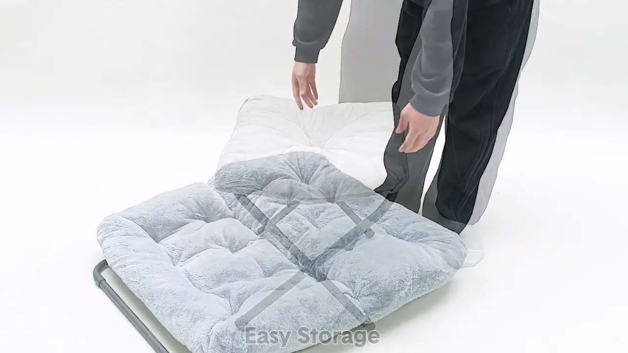 Foldable Saucer Chair Metal Frame Recliner Chair w/Cushion and Footrest Ottoman