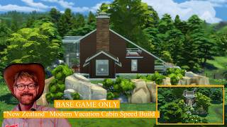 The Sims 4 BASE GAME ONLY New Zealand Modern Cabin/Vacation Home Speed Build and Tour