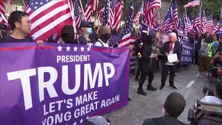 Hundreds of protesters sang the united states national anthem during a
rally outside u.s. consulate in hong kong thanking trump for us
support.