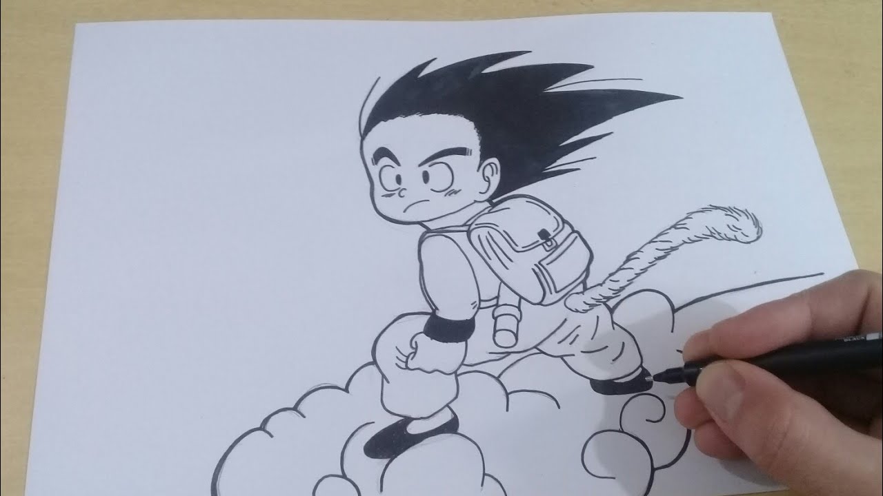 GOKU CRIANÇA na NUVEM VOADORA Como Desenhar passo a passo 