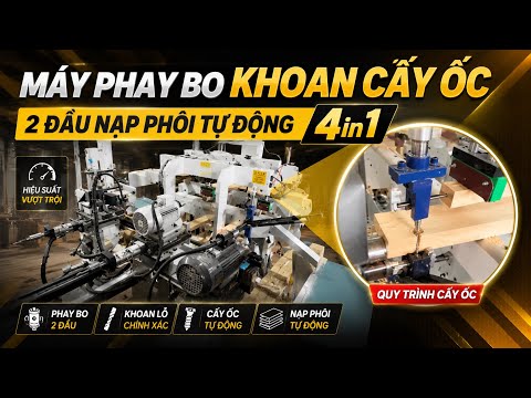 Máy Phay Bo Khoan Cấy Ốc 2 Đầu Nạp Phôi Tự Động - WOODMASTER