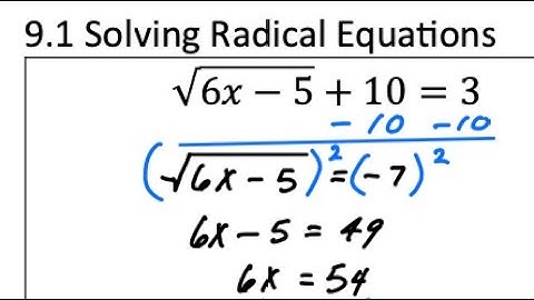 9 1 Solving Radical Equations Notes Leonard