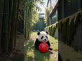 A cute baby panda is playing happily with a big ball. #shorts