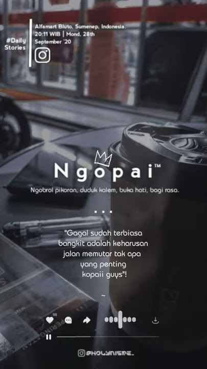 Story WA n IG ngopi quotes Typhography Lagu banyuwangi Nyonggo Kangen | Its Story